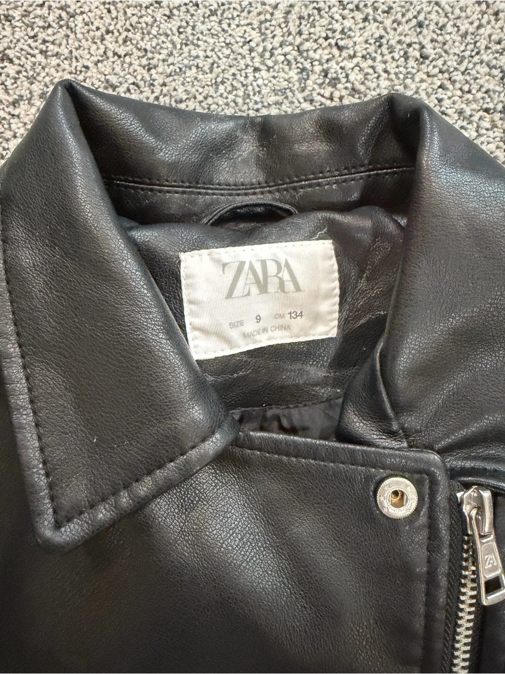 ZARA Black Faux Leather Asymmetrical Zip Jacket